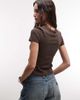 Monki Monki slim fit baby tee in dark brown-Black - 4