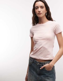Monki Monki slim fit baby tee in peach-White