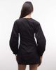 Monki Monki volume sleeve corset waist mini dress in black - 2