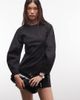 Monki Monki volume sleeve corset waist mini dress in black - 4