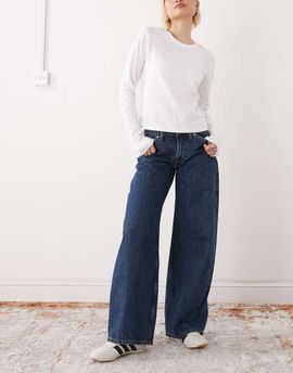 Monki Monki wide leg jeans in mid wash blue