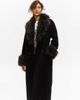 Monki Monki wool look belted maxi coat with faux fur collar and cuffs detailing in black and brown - 4