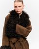 Monki Monki wool look belted maxi coat with faux fur collar and cuffs detailing in brown gingham - 3