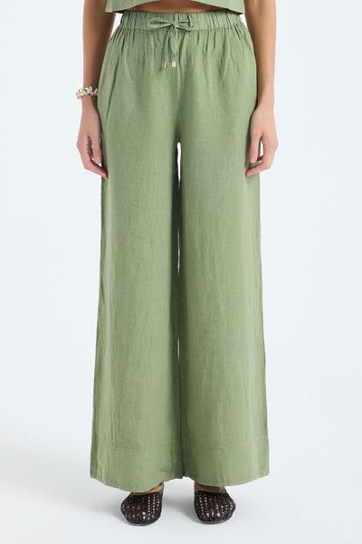 Monlicia Monlicia Ciel 100% Linen High-Waist Wide-Leg Pants