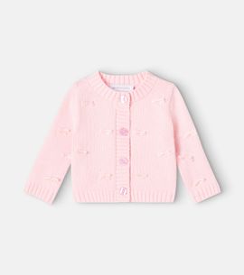 Monnalisa Monnalisa Baby bow-detail cotton and wool cardigan