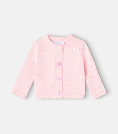 Monnalisa Monnalisa Baby bow-detail cotton and wool cardigan
