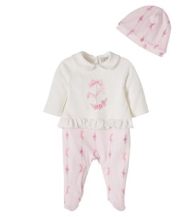 Monnalisa Monnalisa Baby cotton jersey onesie and beanie set