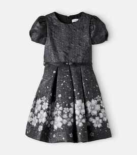 Monnalisa Monnalisa Belted floral brocade dress