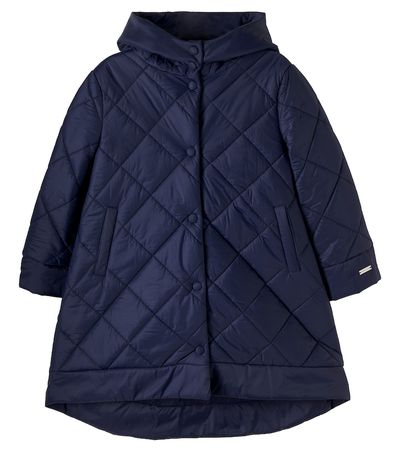 Monnalisa Monnalisa Bow-detail hooded quilted technical coat