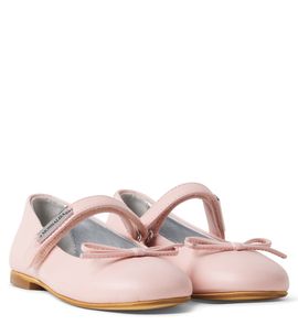 Monnalisa Monnalisa Bow-detail leather Mary Jane flats