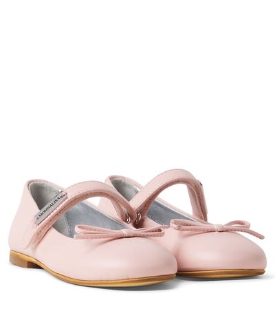 Monnalisa Monnalisa Bow-detail leather Mary Jane flats