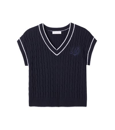 Monnalisa Monnalisa Cable-knit wool and cotton sweater vest