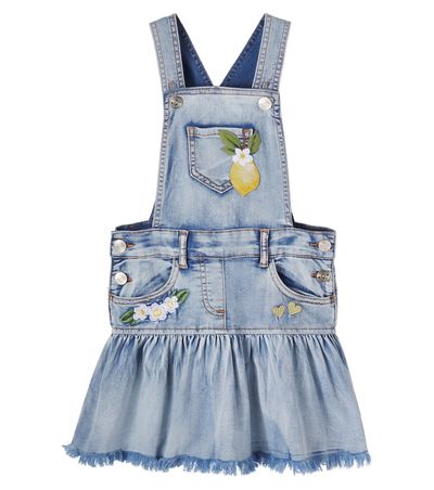 Monnalisa Monnalisa Embellished embroidered denim overalls