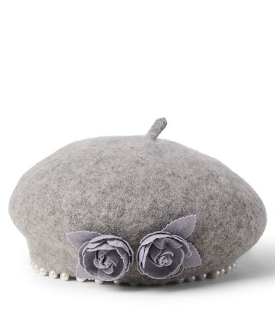 Monnalisa Monnalisa Embellished floral-appliqué felt beret