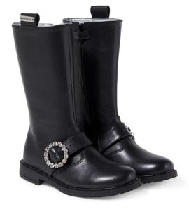 Monnalisa Monnalisa Embellished leather knee-high boots