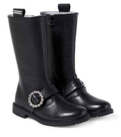 Monnalisa Monnalisa Embellished leather knee-high boots