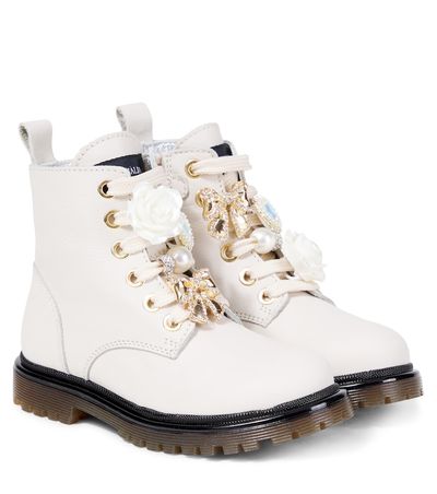 Monnalisa Monnalisa Embellished leather lace-up boots