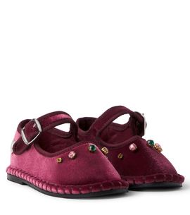 Monnalisa Monnalisa Embellished velvet ballet flats