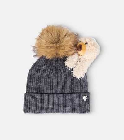 Monnalisa Monnalisa Feather-trimmed wool beanie