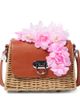 Monnalisa Monnalisa Floral-appliqué woven crossbody bag - 1