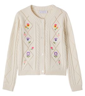 Monnalisa Monnalisa Floral cotton and wool cardigan