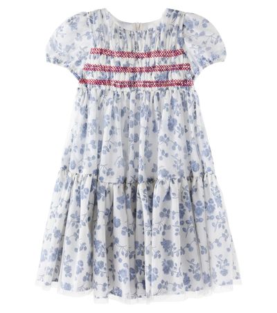 Monnalisa Monnalisa Floral embroidered mesh dress