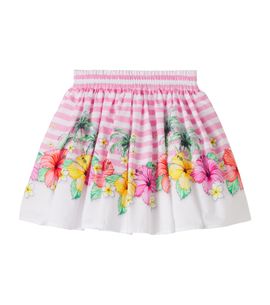Monnalisa Monnalisa Floral striped tulle-trimmed cotton skirt