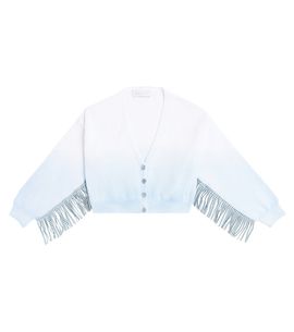 Monnalisa Monnalisa Fringed ombré cotton cardigan
