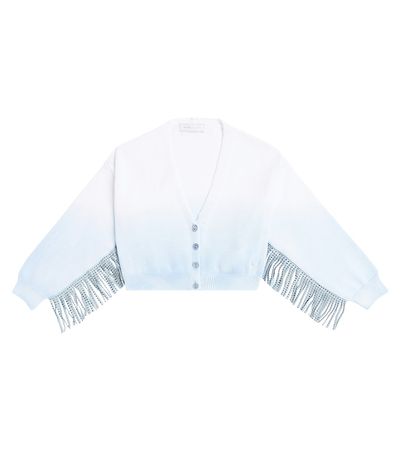 Monnalisa Monnalisa Fringed ombré cotton cardigan