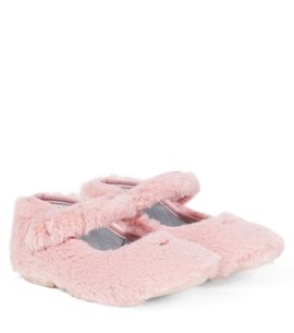 Monnalisa Monnalisa Leather-trimmed Mary Jane flats