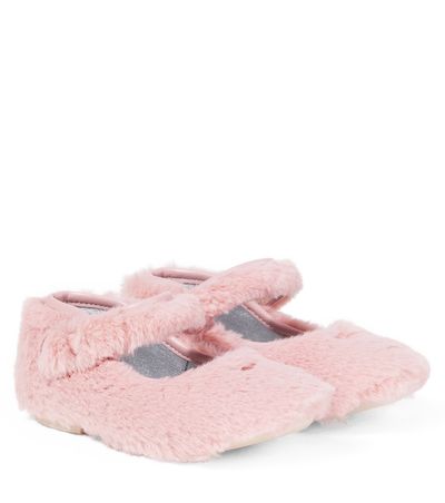 Monnalisa Monnalisa Leather-trimmed Mary Jane flats