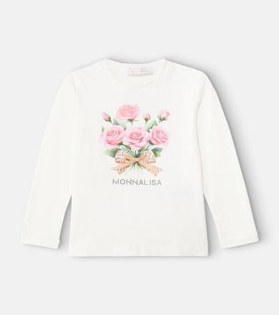 Monnalisa Monnalisa Logo floral cotton-blend jersey top
