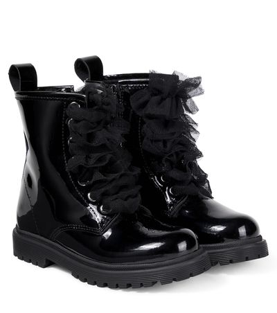 Monnalisa Monnalisa Shearling-lined patent leather boots