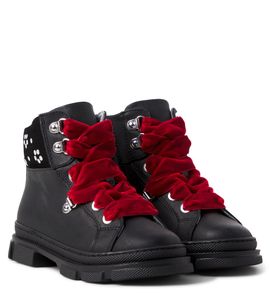 Monnalisa Monnalisa Studded velvet-trimmed leather boots
