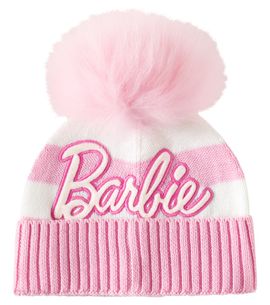 Monnalisa Monnalisa x Barbie® pompom embroidered striped beanie