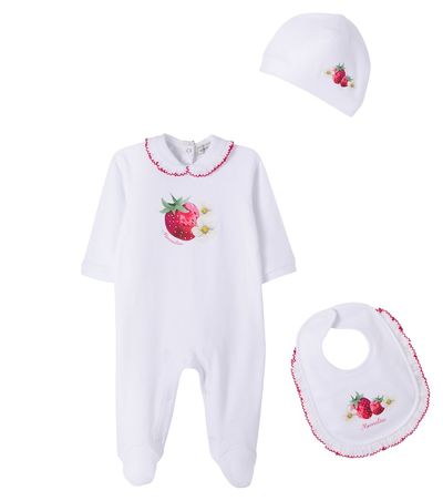 Monnalisa Monnalisa x Disney® baby cotton playsuit, hat, and bib set