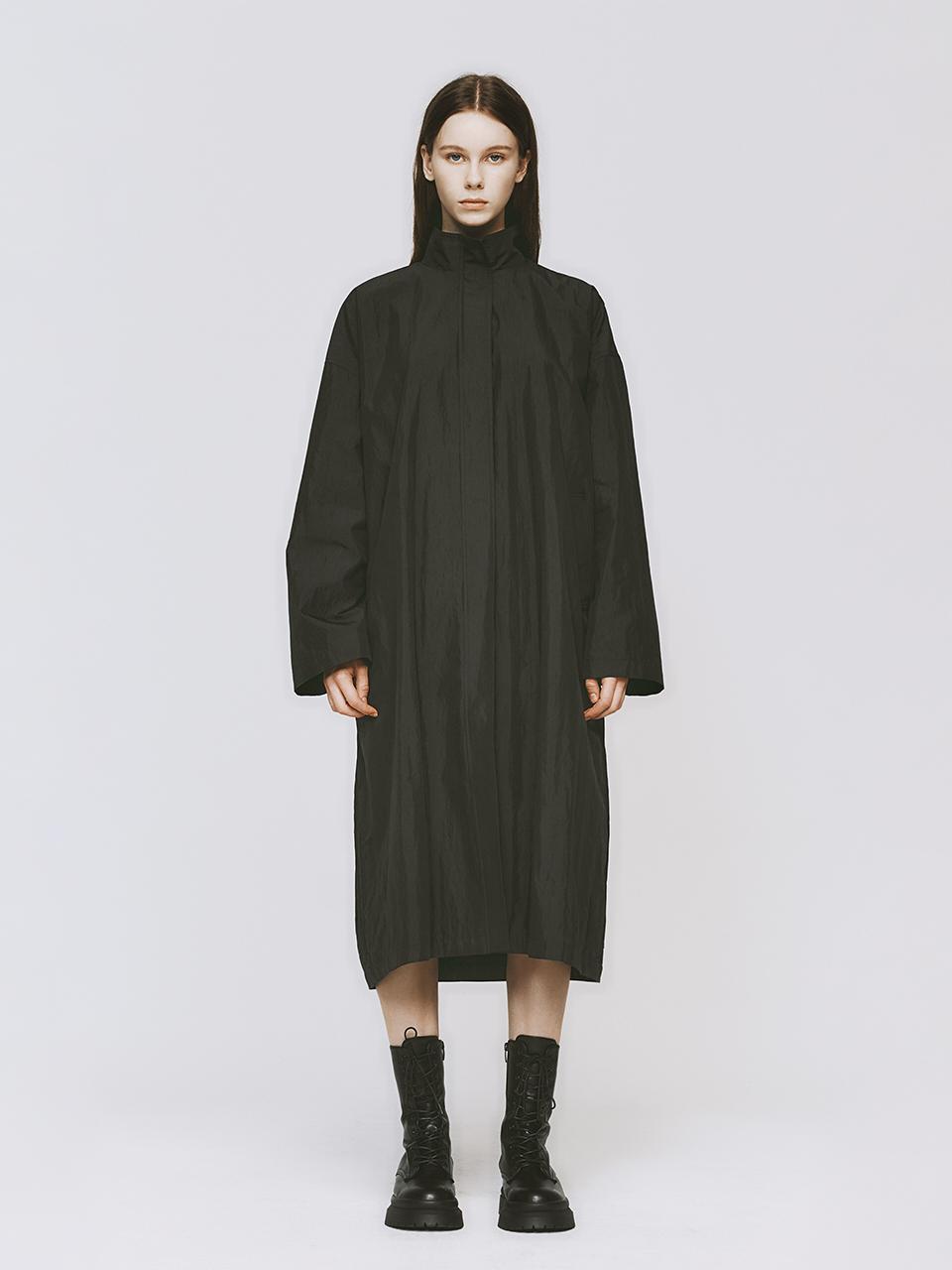 MONOPHOBIA Oversized Long Cotton-Nylon Dust Coat [Dark Grey]