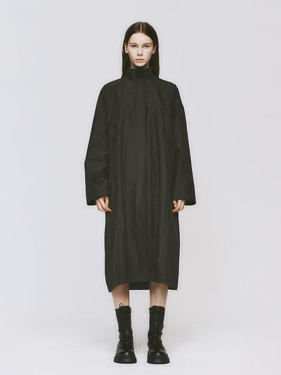MONOPHOBIA Oversized Long Cotton-Nylon Dust Coat [Dark Grey]