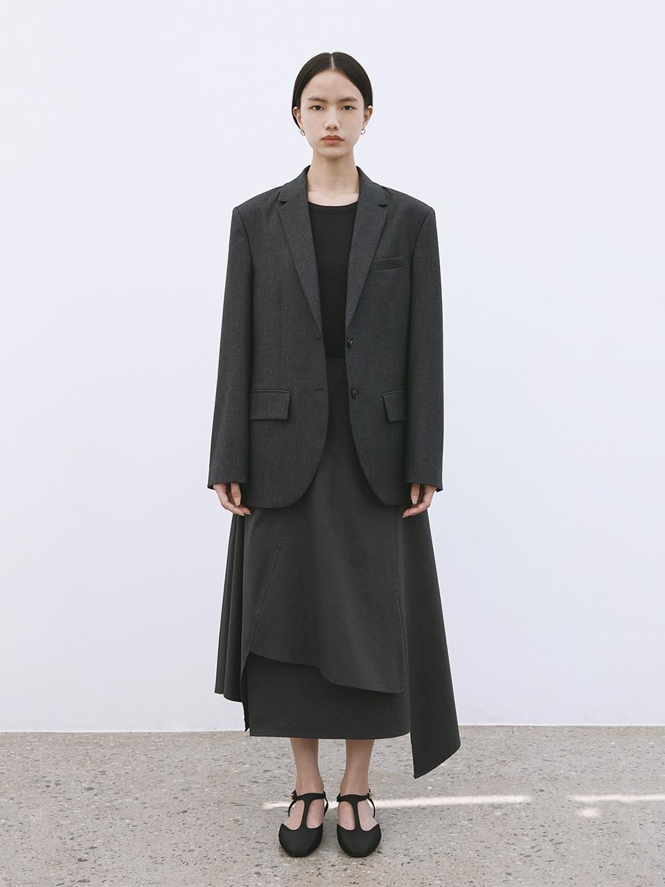 MONOPHOBIA Oversized Wool Single-Breasted Jacket [Grey]