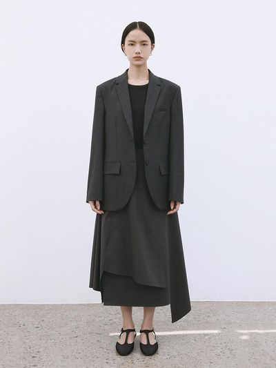 MONOPHOBIA Oversized Wool Single-Breasted Jacket [Grey]