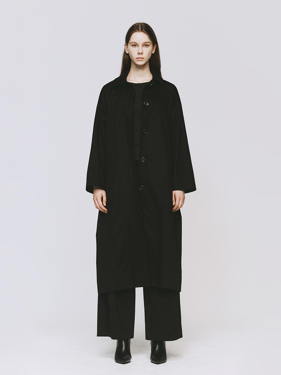MONOPHOBIA Single-breasted Cotton Long Coat [Black]