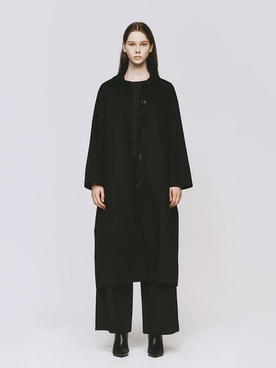MONOPHOBIA Single-breasted Cotton Long Coat [Black]