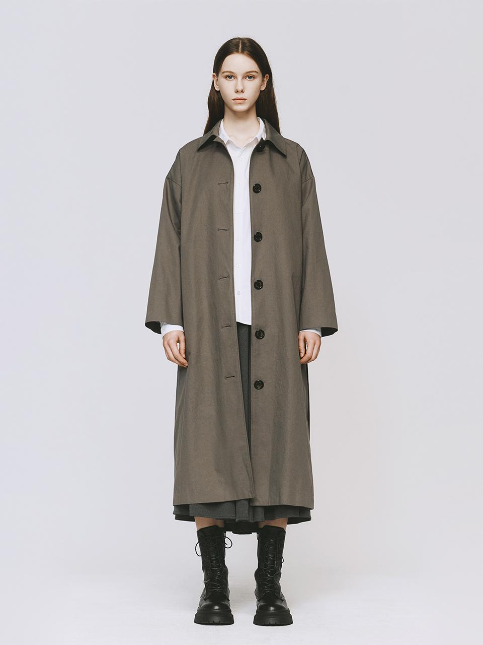 MONOPHOBIA Single Long Cotton Classic Coat [Dust Grey]
