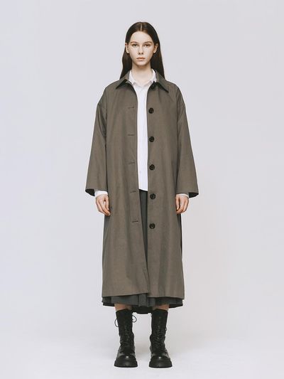 MONOPHOBIA Single Long Cotton Classic Coat [Dust Grey]