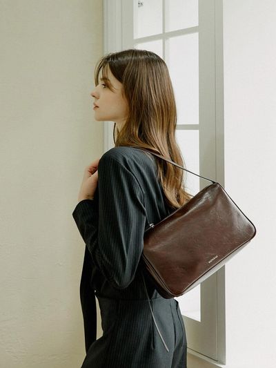 MONSAC Claire Shoulder & Cross Large Bag_Dark Brown