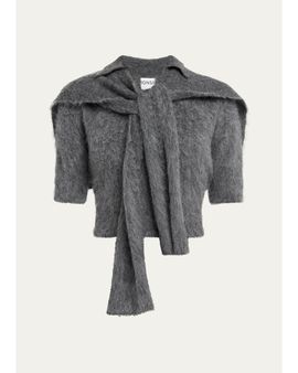Monse Cropped Polo Knit Sweater with Scarf