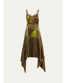 Monse Deconstructed Sunflower Printed Silk Midi Dress