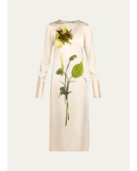 Monse Deconstruction Layered Sunflower Printed Silk Dress