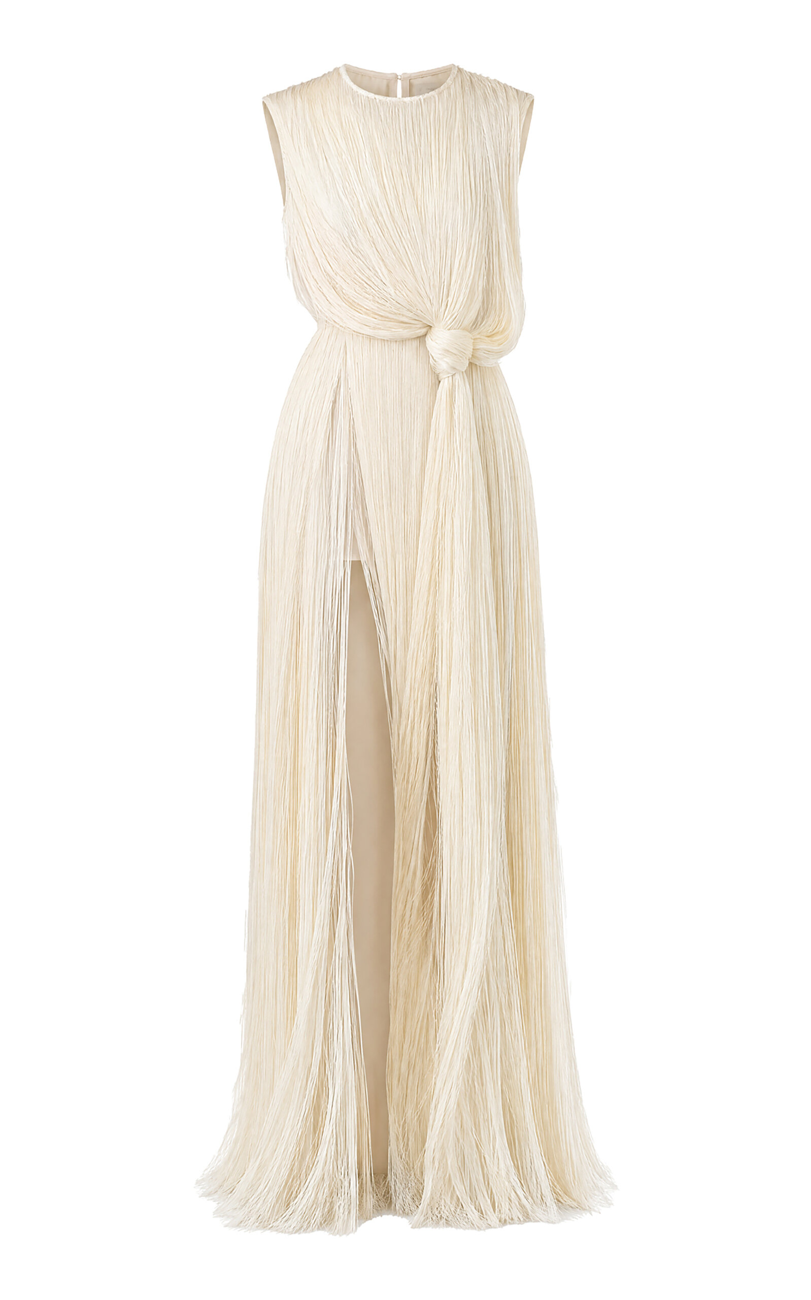 MONSE MONSE Asymmetrical Fringed Silk Gown