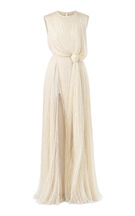 MONSE MONSE Asymmetrical Fringed Silk Gown